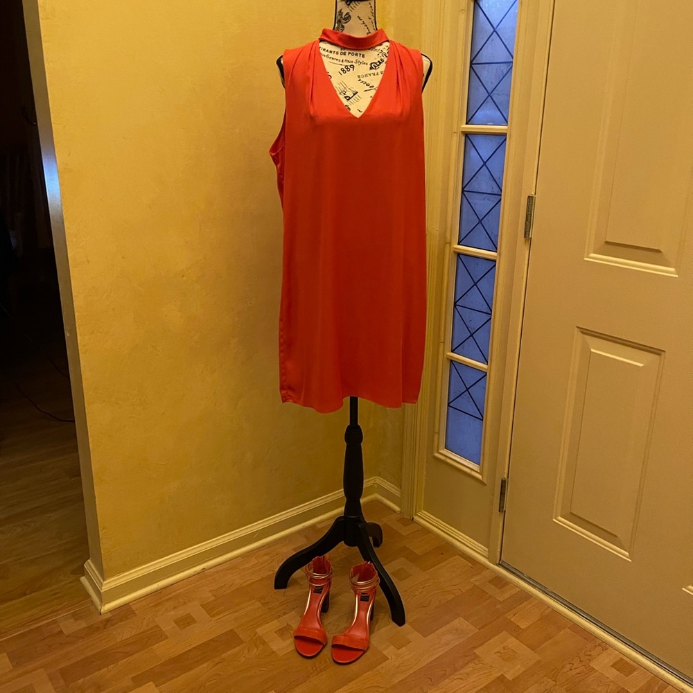 WHBM Coral silk dress SIZE 12